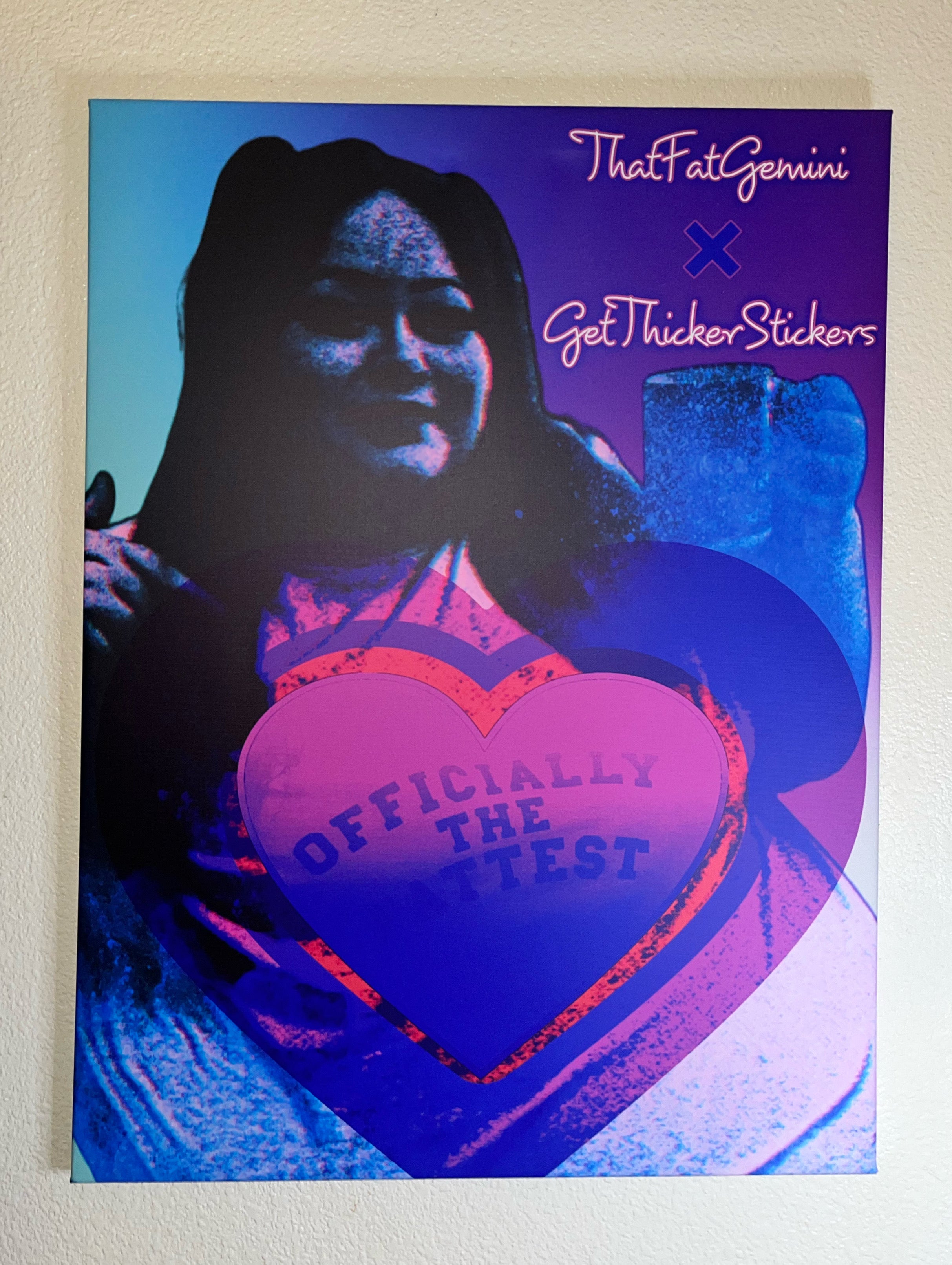 ThatFatGemini x GetThickerStickers - "Officially the Fattest" tee Collaboration Series Canvas | BBW SSBBW Wall Art | Fat Admiration