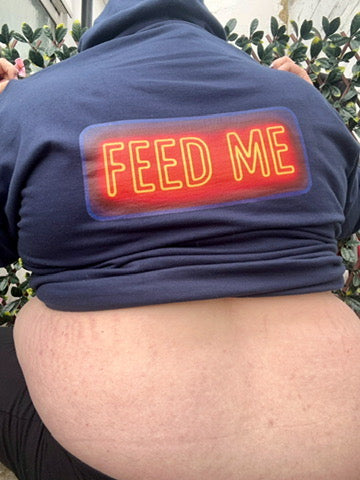 Always Hungry – Premium Softstyle Hoodie with Neon “Feed Me” Back Print | Fat Admiration, Thicc Fit, Body Positive