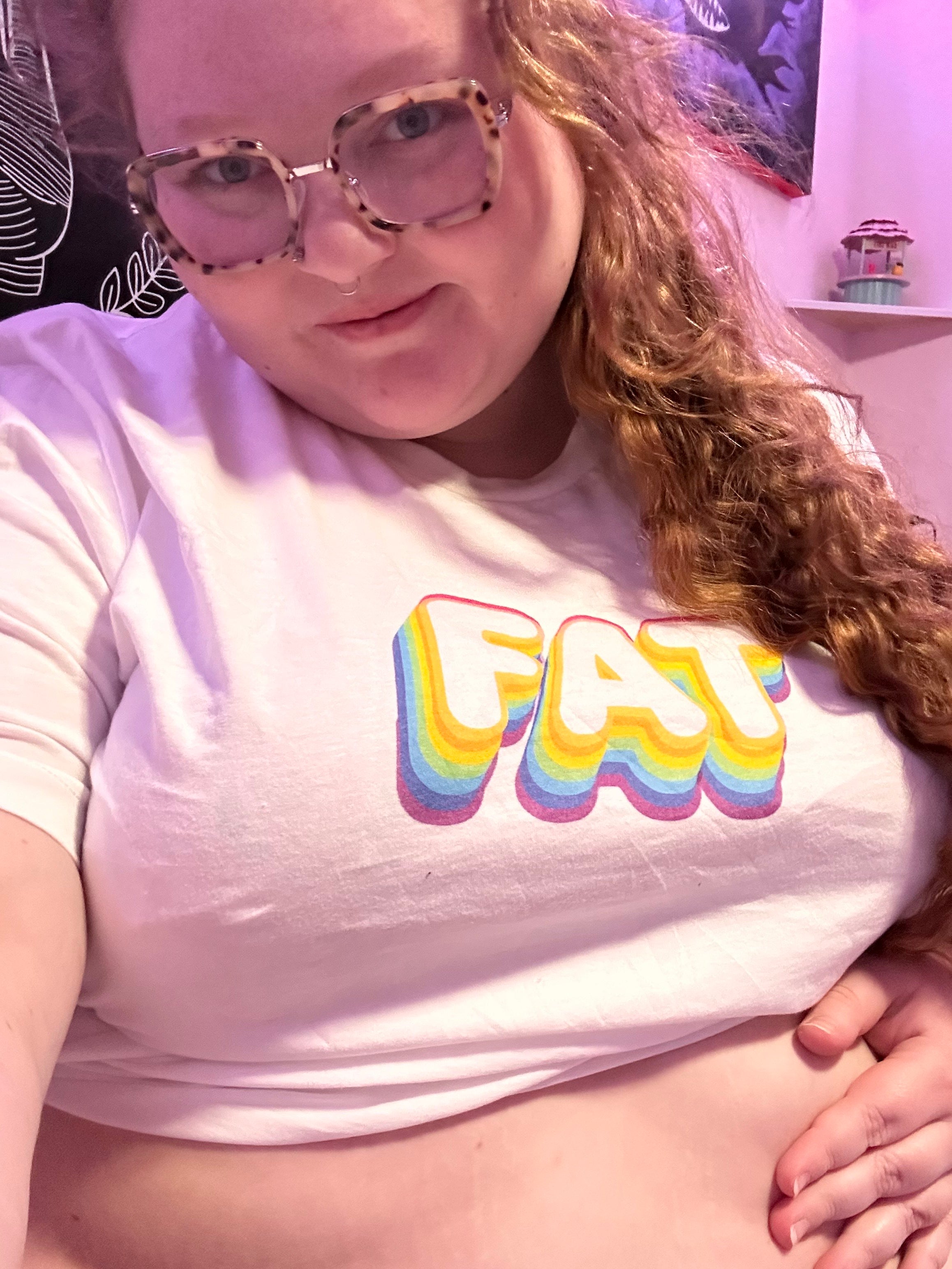 Retro Rainbow "FAT" Graphic Tee | Premium Unisex Crewneck T-shirt for a Bold & Colorful Statement