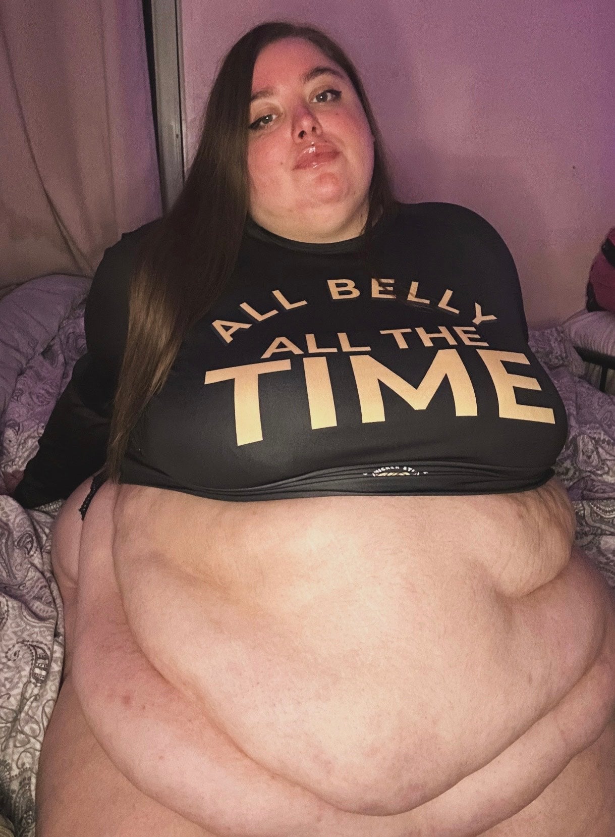 All Belly All the Time Crop Top – Bold Body Positive Long Sleeve | Plus Size Athleisure