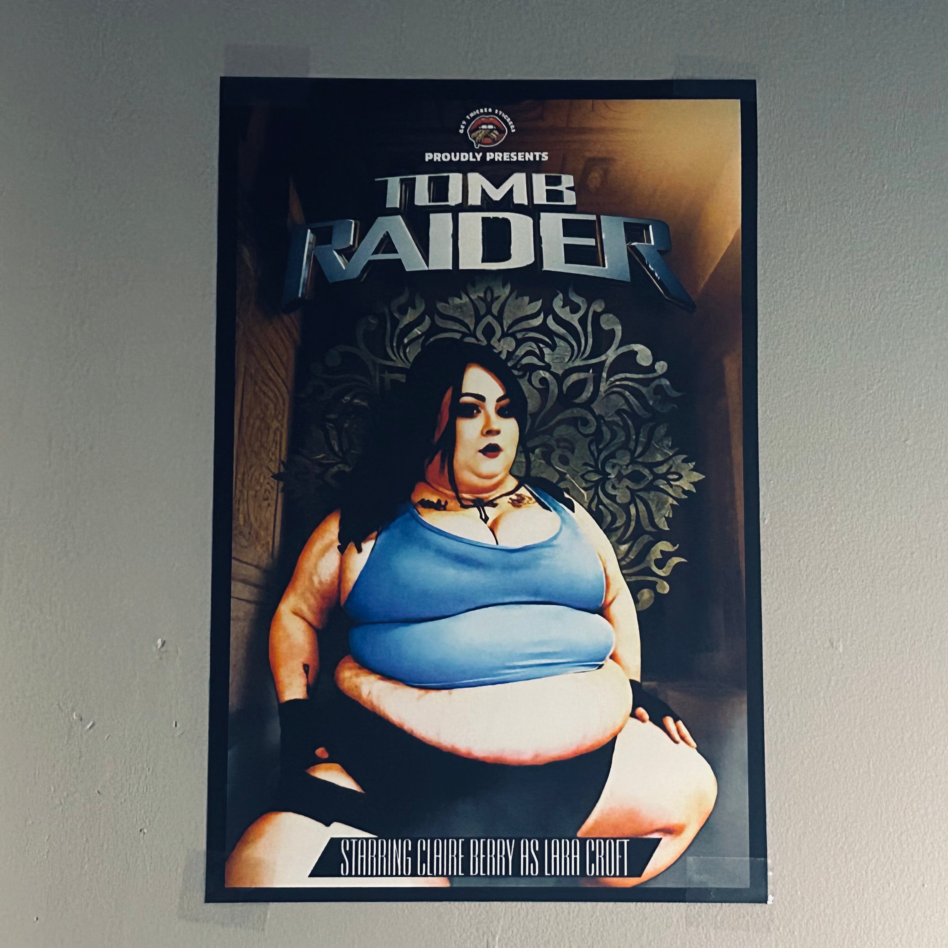 Claire Berry x Get Thicker Stickers Cosplay Collab | Lara Croft - Tomb Raider | Bold Pinup Matte Poster, 12x18"