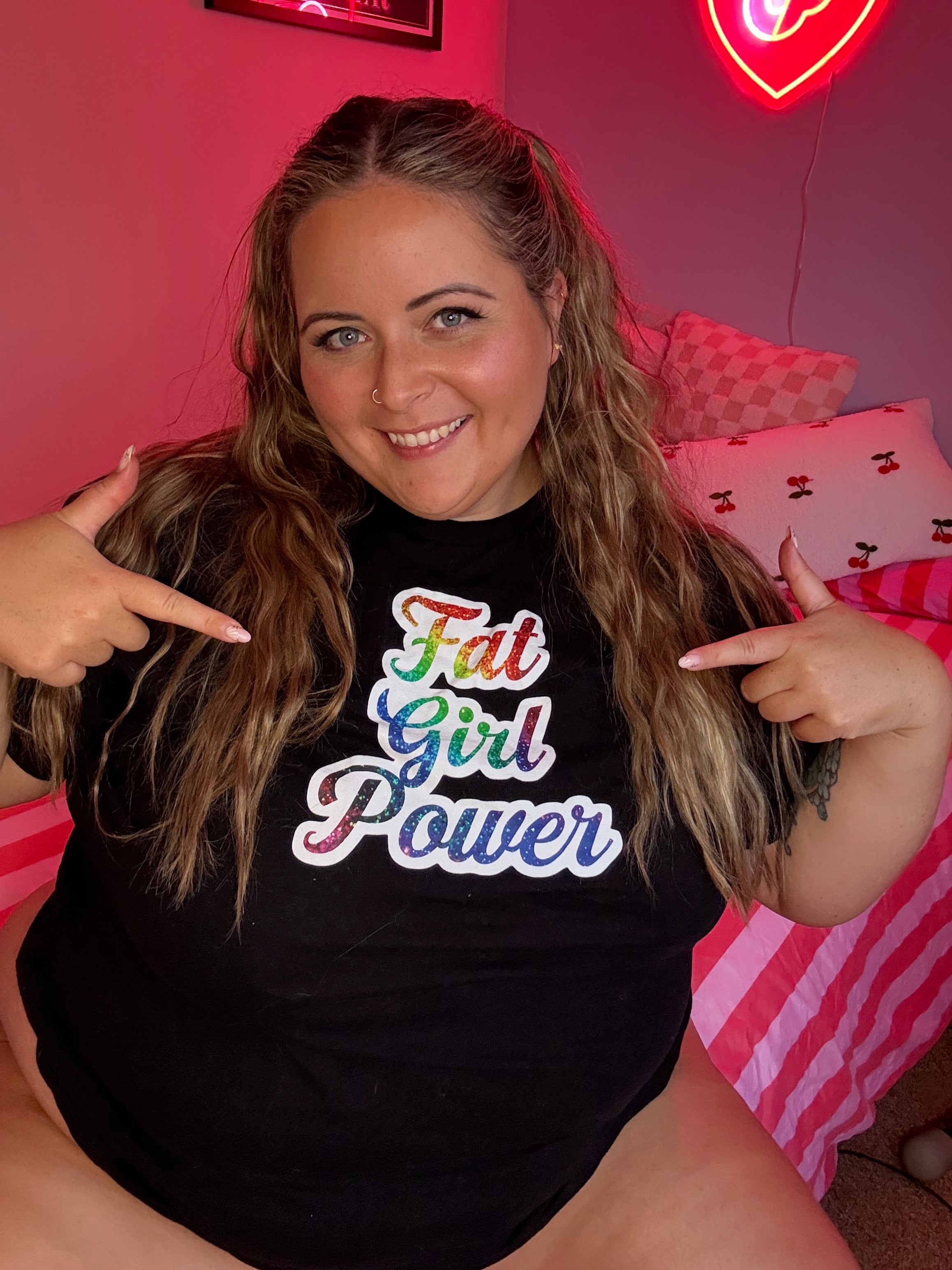 Fat Girl Power Tee – Bold Body Positive Graphic Shirt | Curvy Confidence, Self-Love, Sizes S–5XL