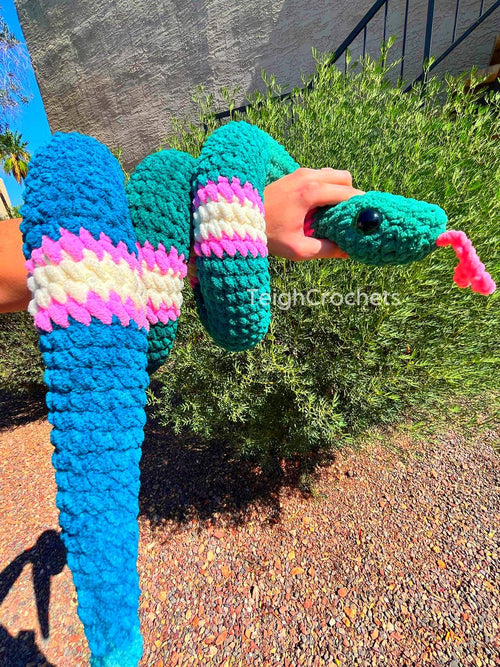6ft Jumbo Crochet Snake Plush
