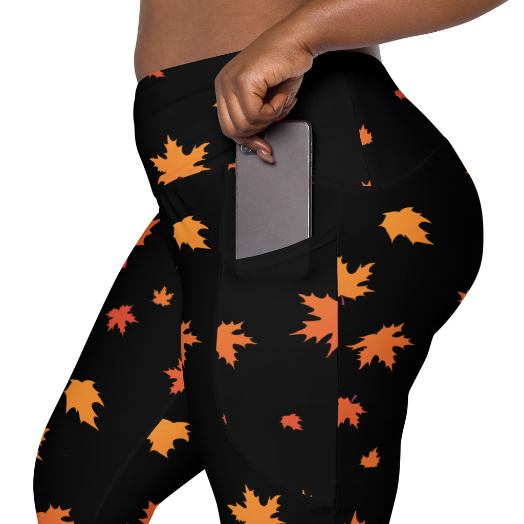 Gobble Till You Wobble Pocket Leggings – Thanksgiving Fall Leaf High-Waisted Recycled Leggings