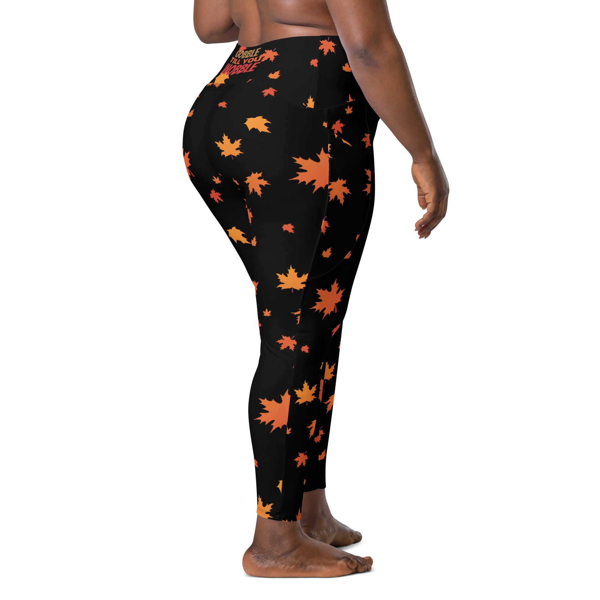 Gobble Till You Wobble Pocket Leggings – Thanksgiving Fall Leaf High-Waisted Recycled Leggings