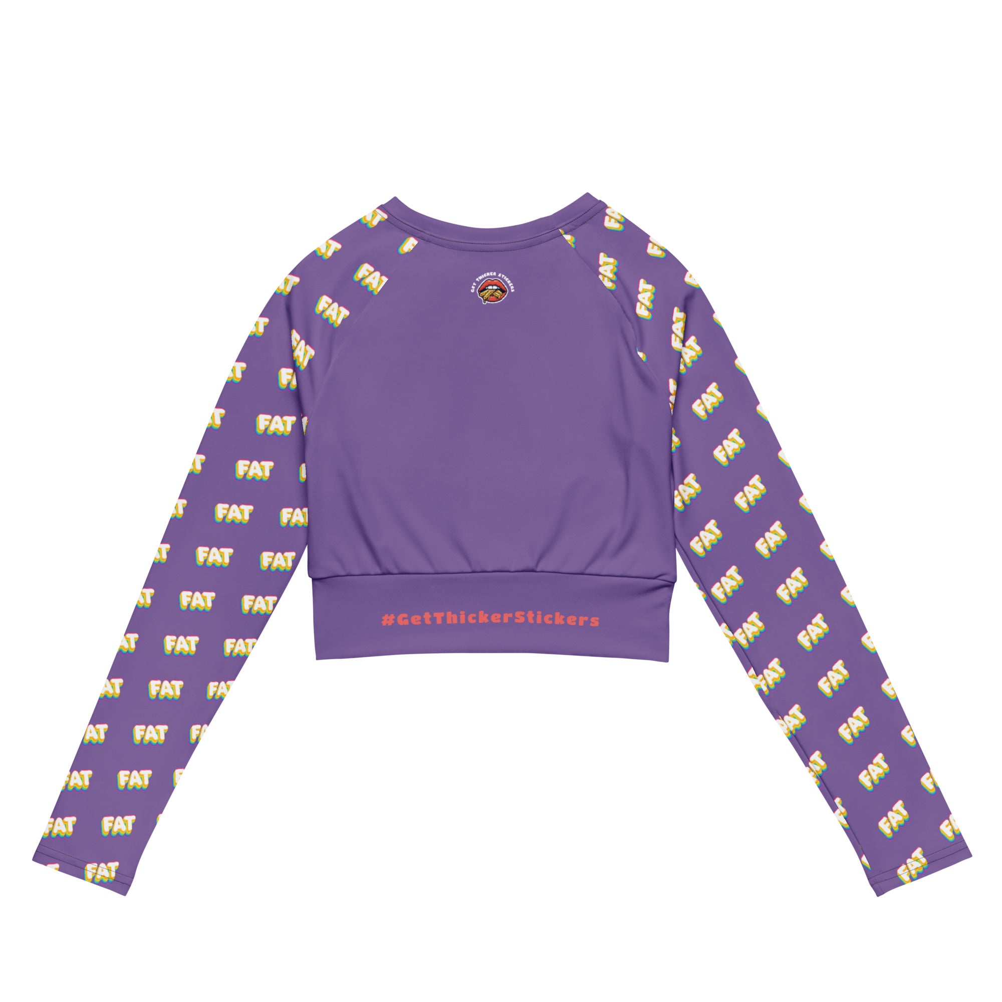 FAT Bold Rainbow and Purple Long Sleeve Crop Top | Bold Curvy Unapologetic | Plus Size Body Positive Activewear | #EffYourBodyStandards