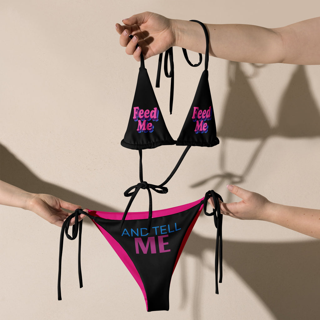 Feed Me and Tell Me I’m Fat | Recycled String Bikini | Bold Plus Size Swimwear up to 6XL | Curvy Body Positive Series
